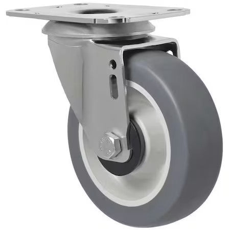 Zoro Select 1G191 Swivel Plate Caster,Therm Rubber,4 In,176 Lb
