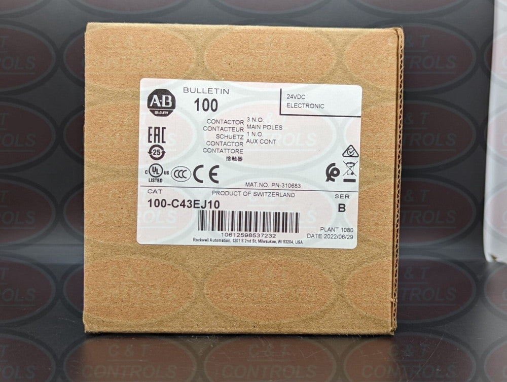 Allen Bradley 100-C43EJ10 43A 24V DC IEC Contactor 1 NO Aux NEW IN BOX USA