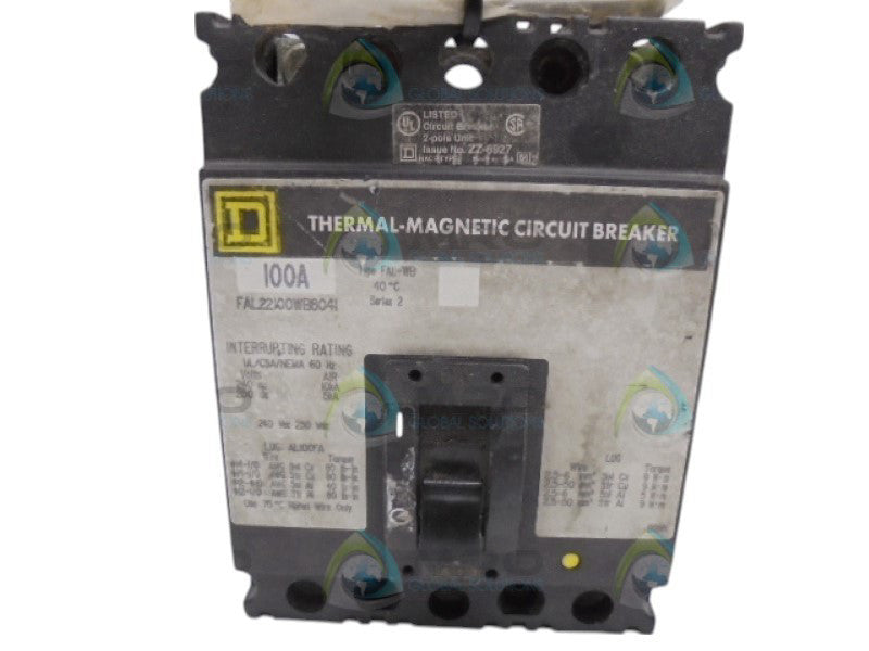 SQUARE D FAL22100WB8041 CIRCUIT BREAKER  UNMP
