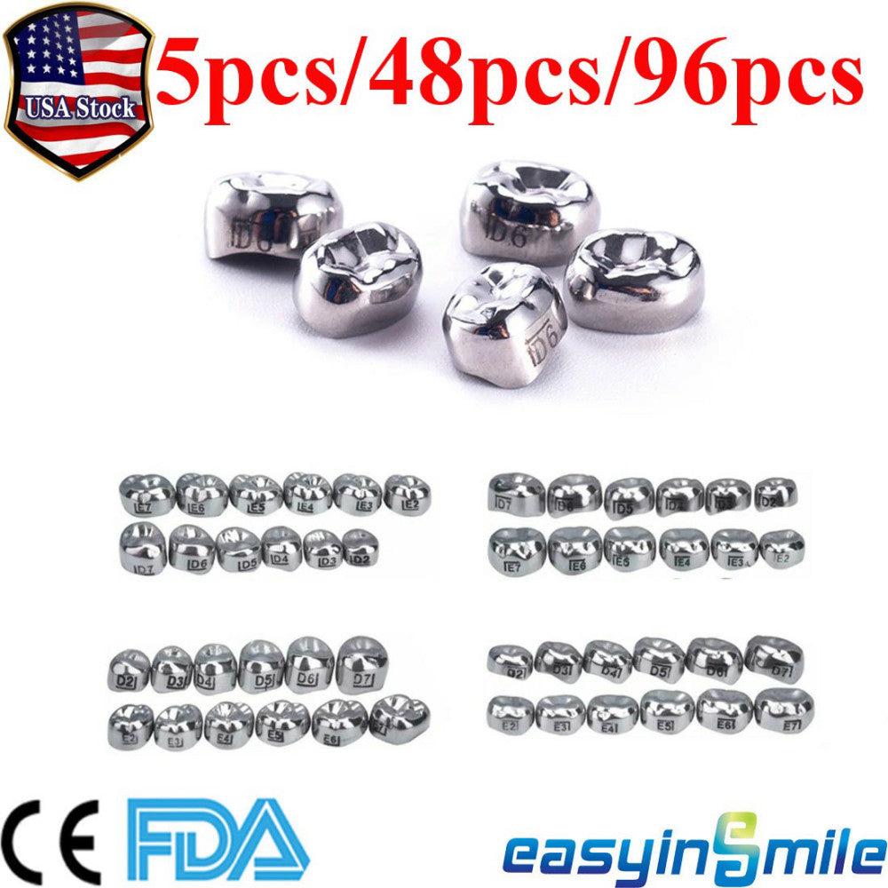 Dental Kid Adult Crowns Preformed Stainless Steel Crown Temporary Crowns 1st 2nd