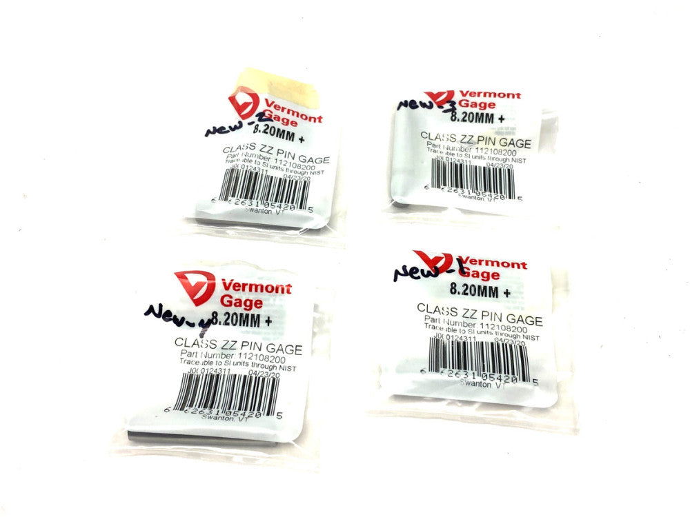 Vermont Gage 112108200 Class ZZ Plus Pin Gage LOT OF 4