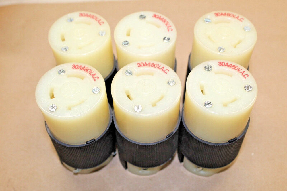 Lot of 6 Hubbell 2643 Twist Lock Connectors 30A 480VAC