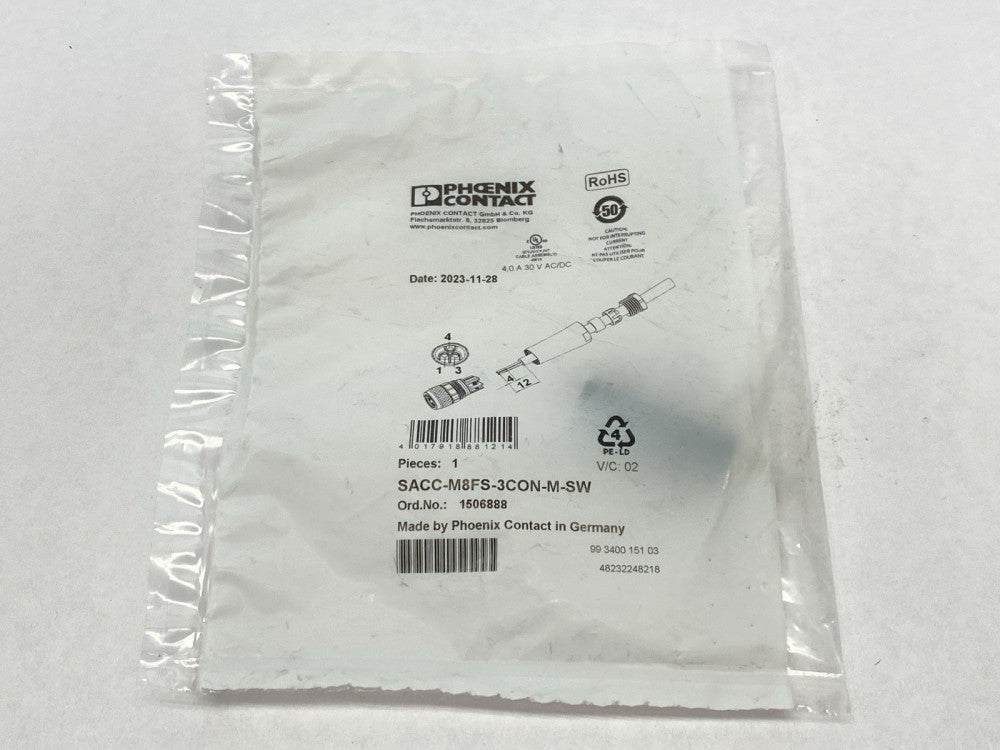 Phoenix Contact SACC-M8FS-3CON-M-SW Circular Connector M8 3-Pin 1506888