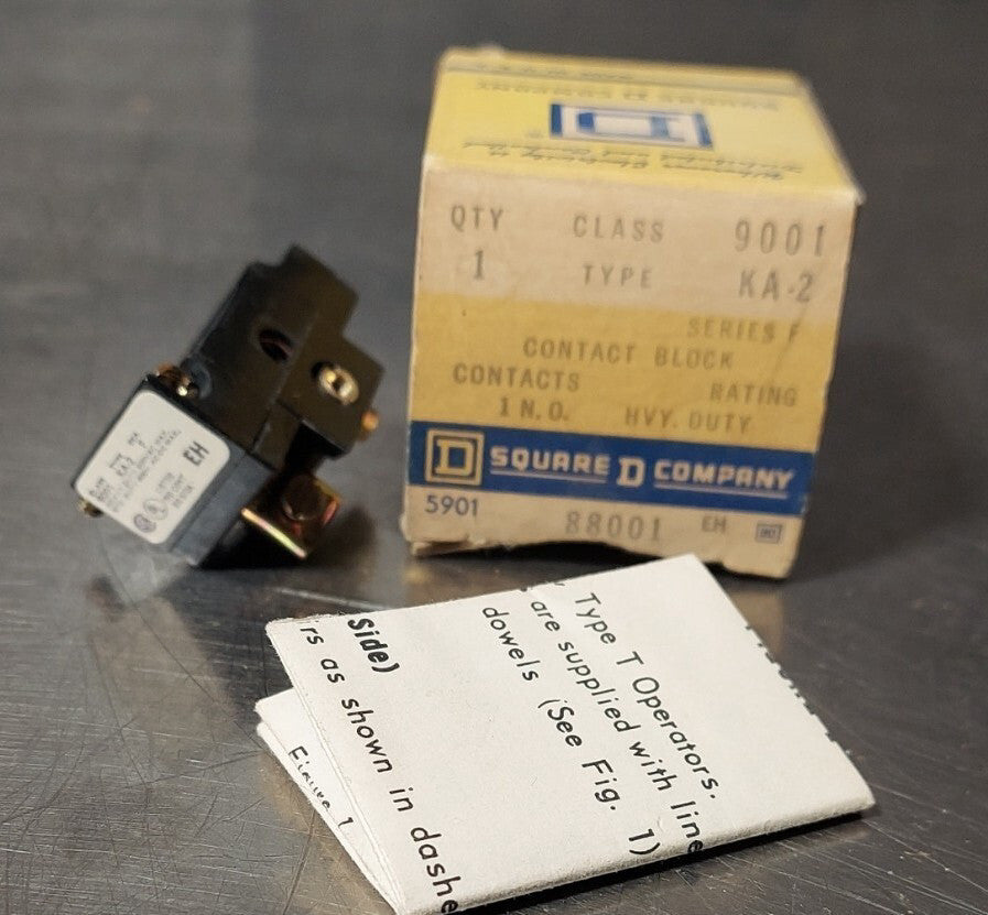 SQUARE D Contact Block Class 9001 Type KA-2, Series F. 1 N.O. Heavy Duty
