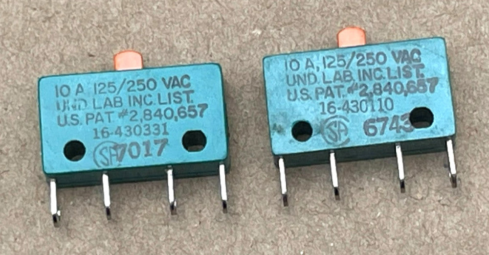 UND Lab Inc LICON Switch US PAT# 2.840.657/10A 125/250VAC (Lot of 2)