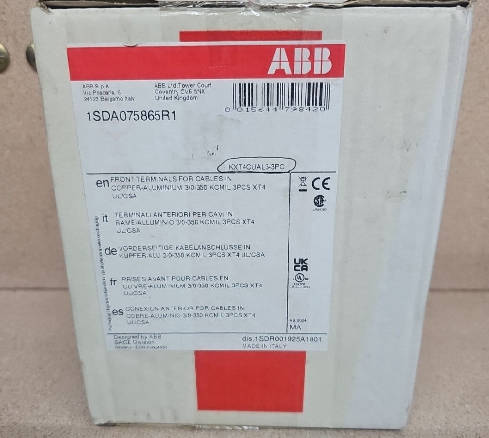 NEW ABB KXT4CUAL3-3PC 1SDA075865R1 XT4 Termination Option 