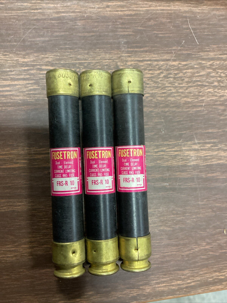 Bussmann Fusetron FRS-R-10 Time Delay Fuse 600V, Lot Of 3