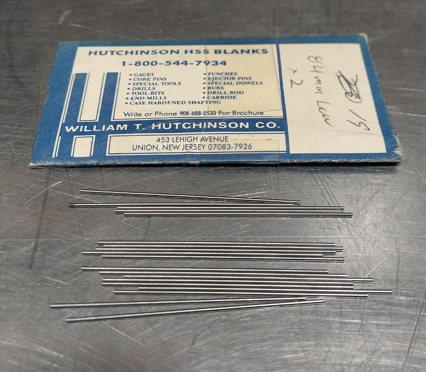 Lot Of 19 - USA Hutchinson .84mm x 2" Low Drill Blank Reamer Pin Gage Drill Tool