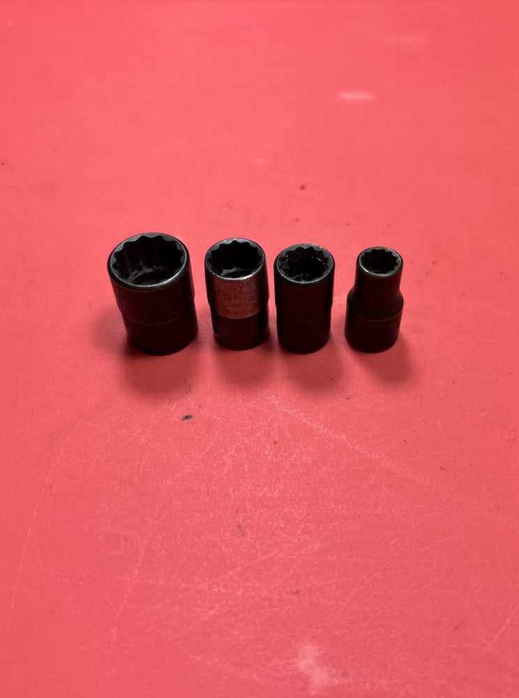 Snap On Tools -Lot of 4 Shallow Sockets,1/4” Drive,12 Point Non-Impact