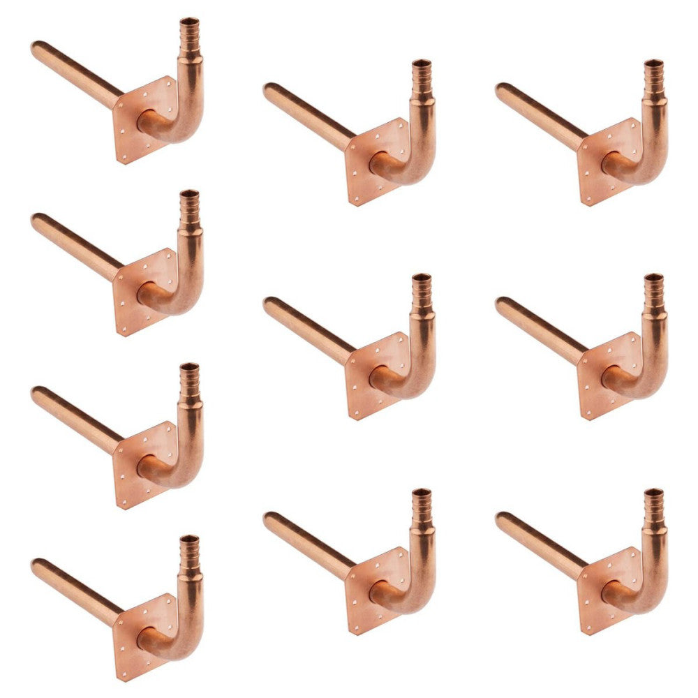 (Pack of 10) Barb Pex F1807 Crimp Copper Stub Out Elbow with Wall Flange, 1/2...