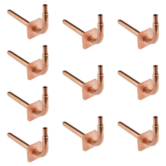 (Pack of 10) Barb Pex F1807 Crimp Copper Stub Out Elbow with Wall Flange, 1/2...