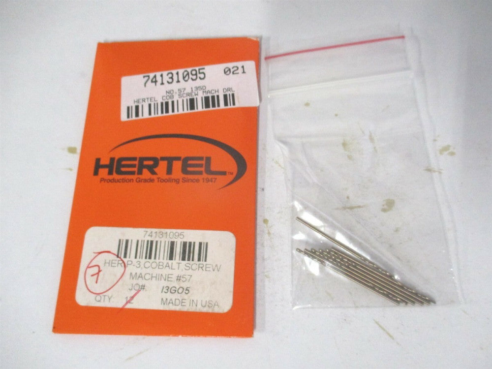 (74131095) #57 1/2 x 1-3/8 135° Cobalt Spiral Screw Machine Drill Bit - Qty 7