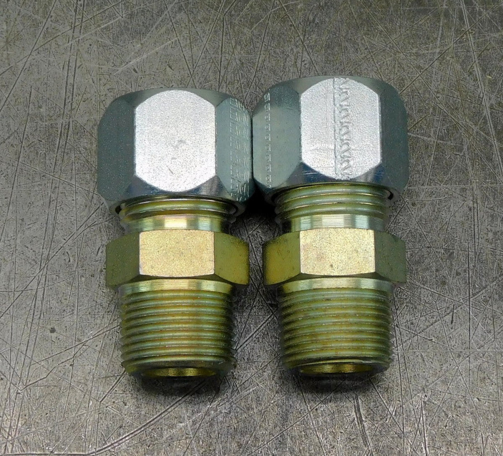 Steel Compression Straight Adapter Tube Fitting 3/4" Tube OD x 3/4" NPT Lot of 2