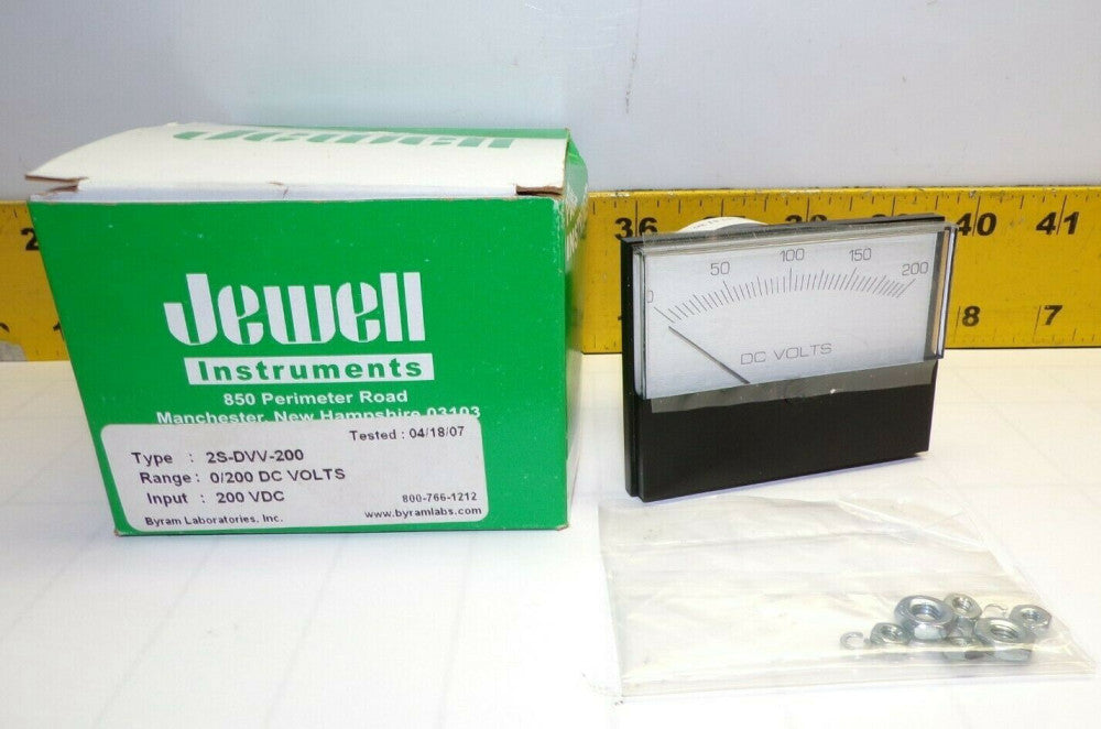 NEW JEWELL DC VOLTMETER GAUGE RANGE 0/200 VDC 200 VDC  2S-DVV-200