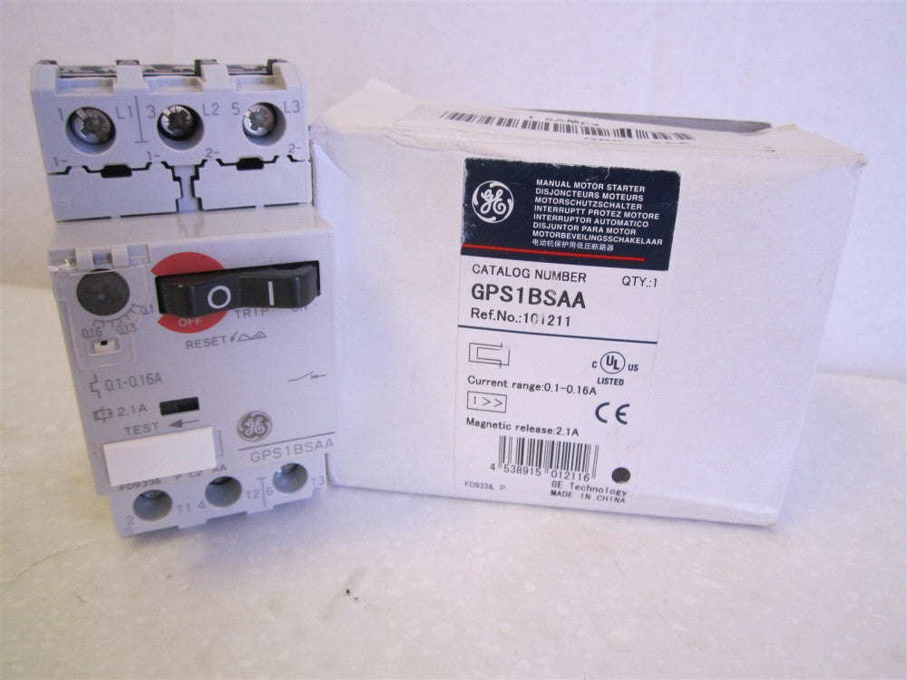 GE (GPS1BSAA) Manual Motor Starter 0.1 - 0.16 Range IEC 600V NEW