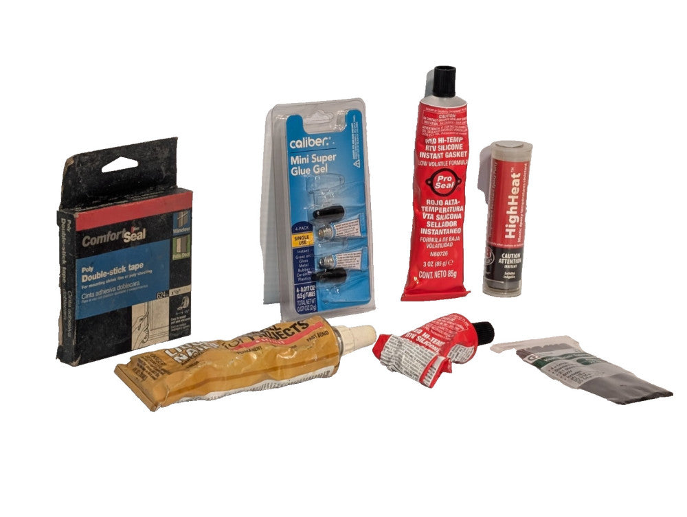 Lot of Industrial Adhesives, JB Weld, Liquid Nails, Heat Shrink Tubing, More