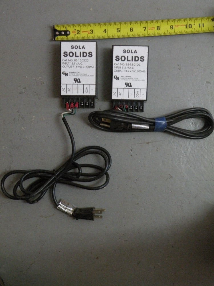 (1) Sola Solids Solid State Power Supply 115VAC in +-15VDC out 200 mA 85-15-2120
