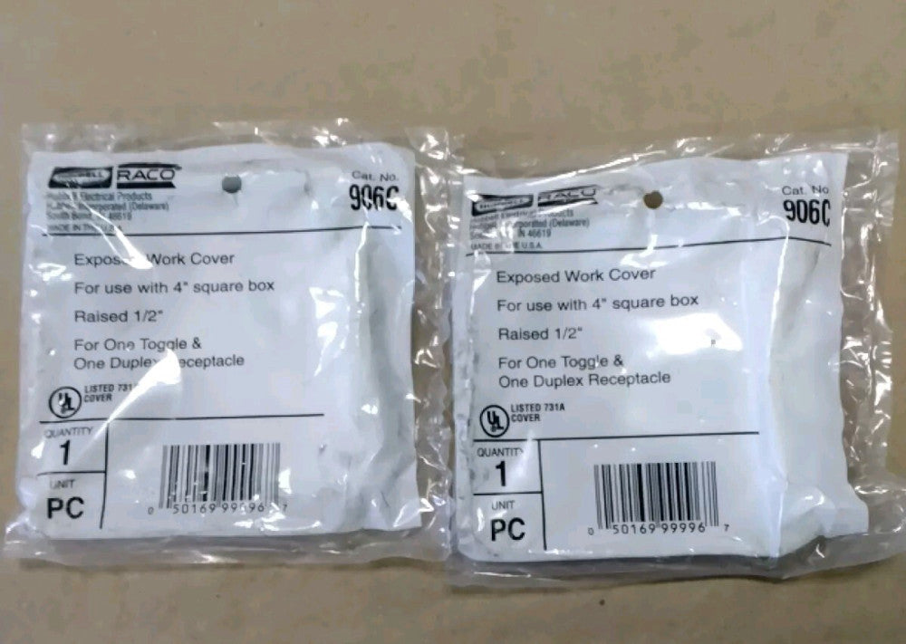 Hubbell-Raco 906C Duplex Receptacle and Toggle Switch Lot Of 2 F34