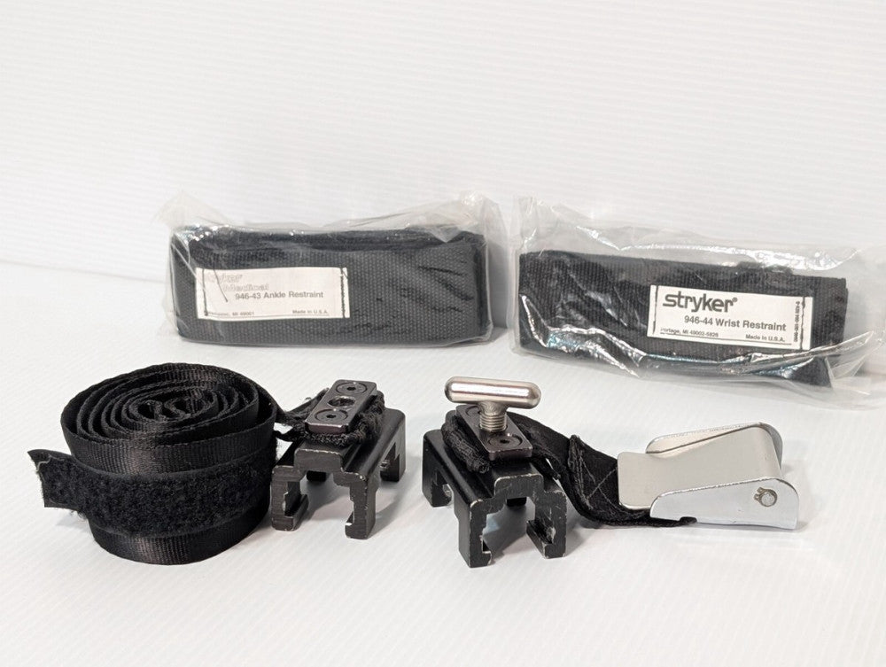 Lot of Stryker Medical Restraints, 946-44 Wrist, 946-43 Ankle, Belt Lock Strap