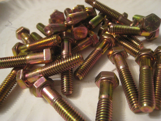 25  Grade 8 Bolts Hex Cap Screws  5/16-18 threads 1-1/2  Inch part  yellow zinc 