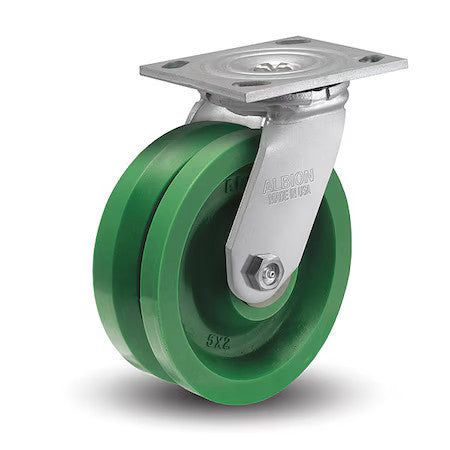 Albion 16Xv05202s 5" X 2" Non-Marking Polyurethane V Grove Swivel Caster, No