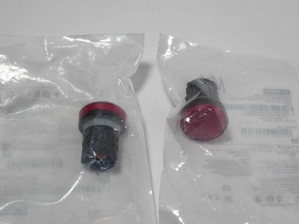 *Lot of 2* Siemens 3SU1001-6AA20-0AA0 Red Indicator Lights - NEW Surplus!