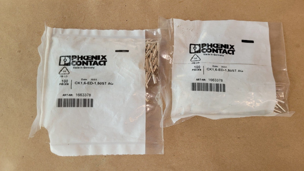 Lot of 175 Phoenix Contact Crimp Contact Pins CK1,6-ED-1,50ST AG