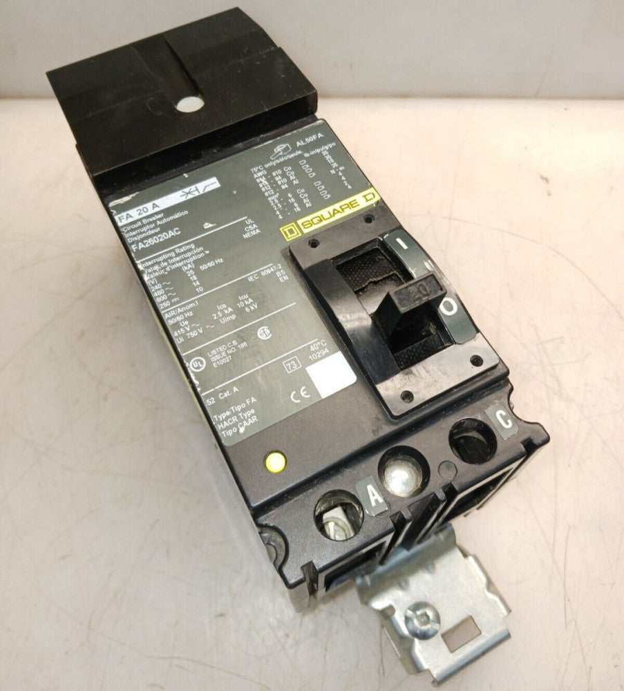 SQUARE D 20 AMP I-LINE CIRCUIT BREAKER 2P 480 VAC FA26020AC