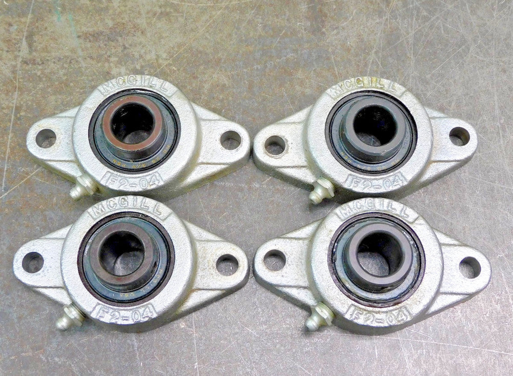 McGill F2-04 Steel Pillow Block Flange Bearing 3/4" DIA Lot of Four (4)