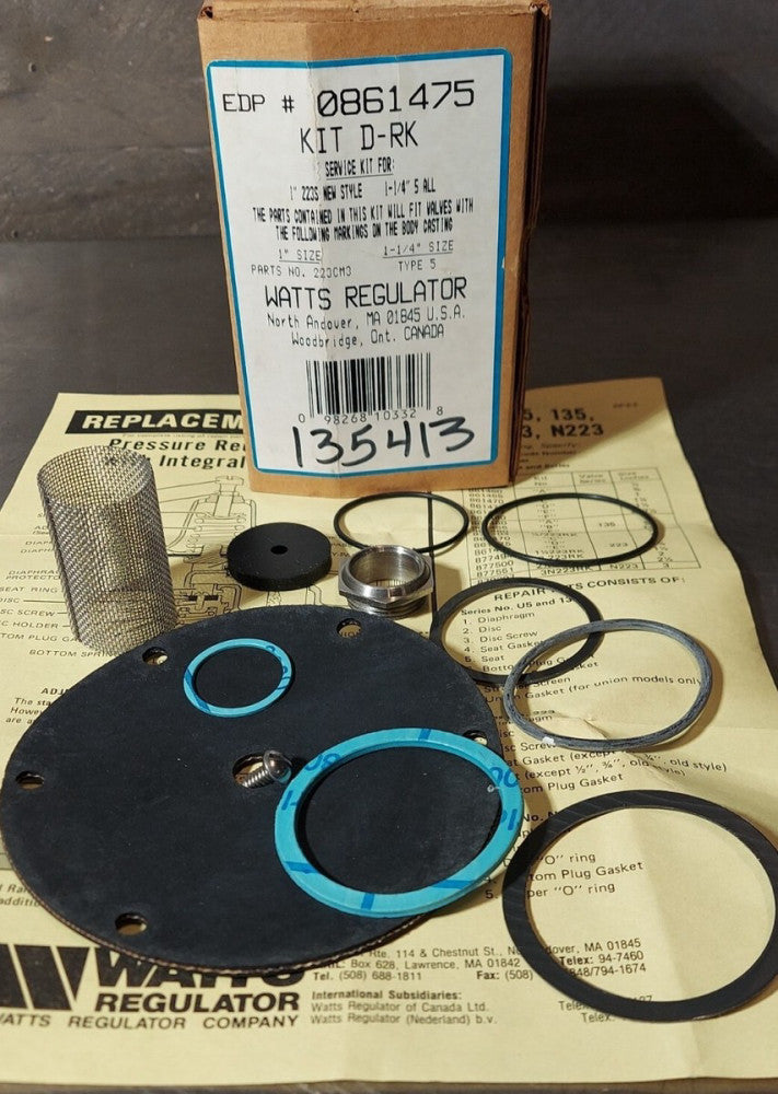 WATTS 0861475 KIT D-RK for 1" 223S New Style & 1-1/4" 5 All (223CM3, Type 5)