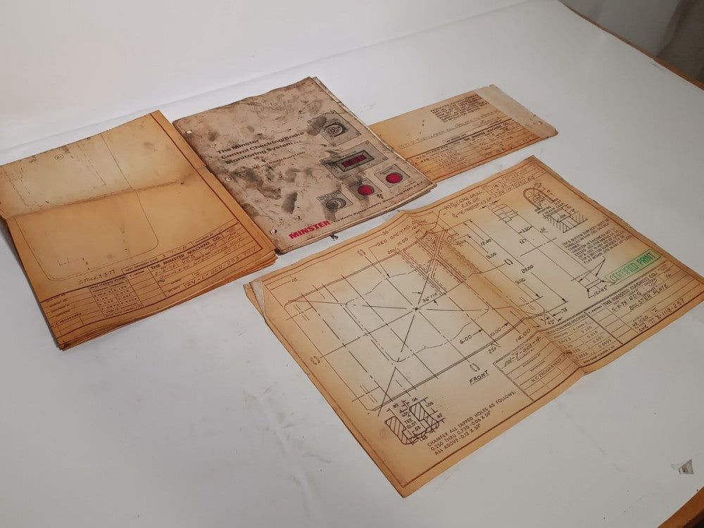 Lot of Minster Machine Schematics, Diagrams & Manual For Minster Flywheel Press