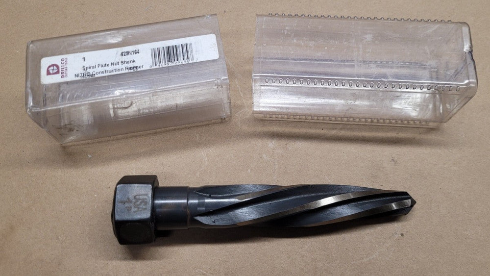Drillco 429N164 1" Spiral Flute Nut Shank NITRO Construction Reamer
