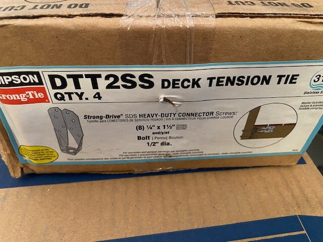 4 PACK Simpson Strong-Tie DTT2SS Deck Tension Tie Stainless With 1.5-Inch Screws