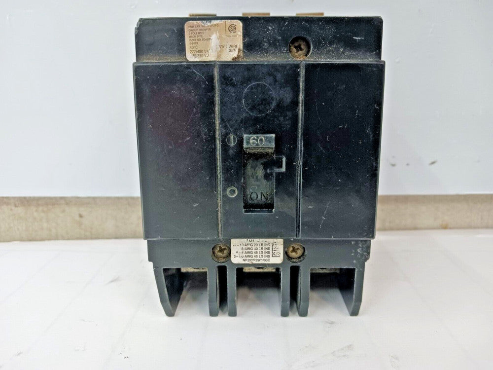 WESTINGHOUSE 60 AMP CIRCUIT BREAKER 3 POLE 277/480 VAC GHB3060 (FLAW)