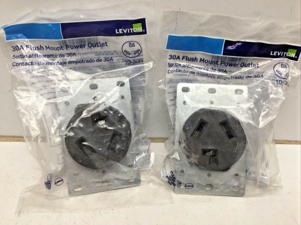 LEVITON 05207-S00 30A FLUSH MOUNT POWER OULET RECEPTACLE, 10-30R 125/250V (2PK)