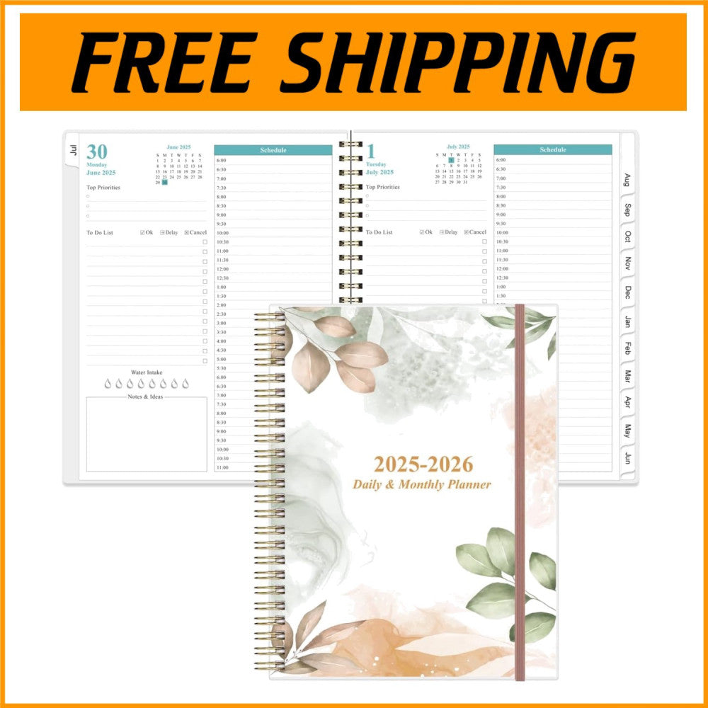 Stylish 2025-2026 Daily Planner with Laminated Tabs and Thick Paper - 8.5"x11"