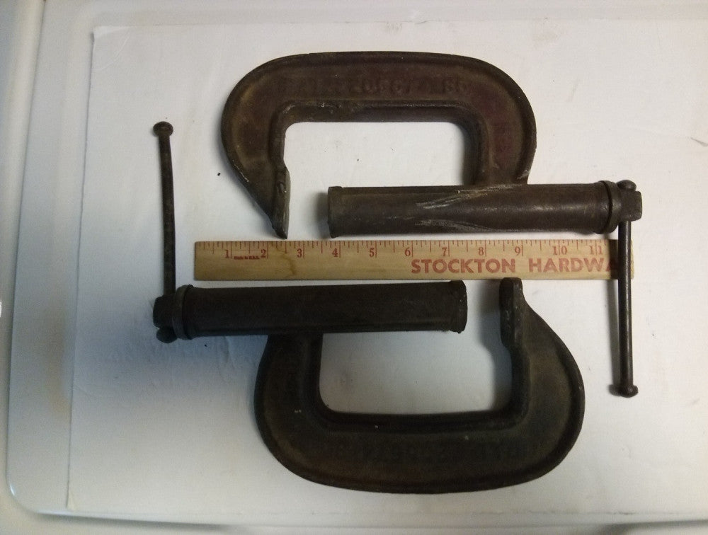 2-Vintage Havens Steel Co. Welding C Clamps,With Tread Protectors,USE,DISPLAY