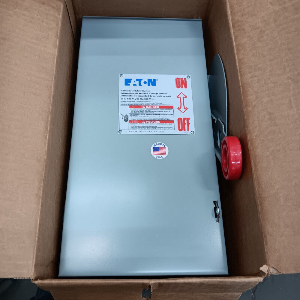 NEW EATON DH262NRK 60 AMP SAFETY DISCONNECT SWITCH 2 POLE FUSIBLE NEMA 3R 600V
