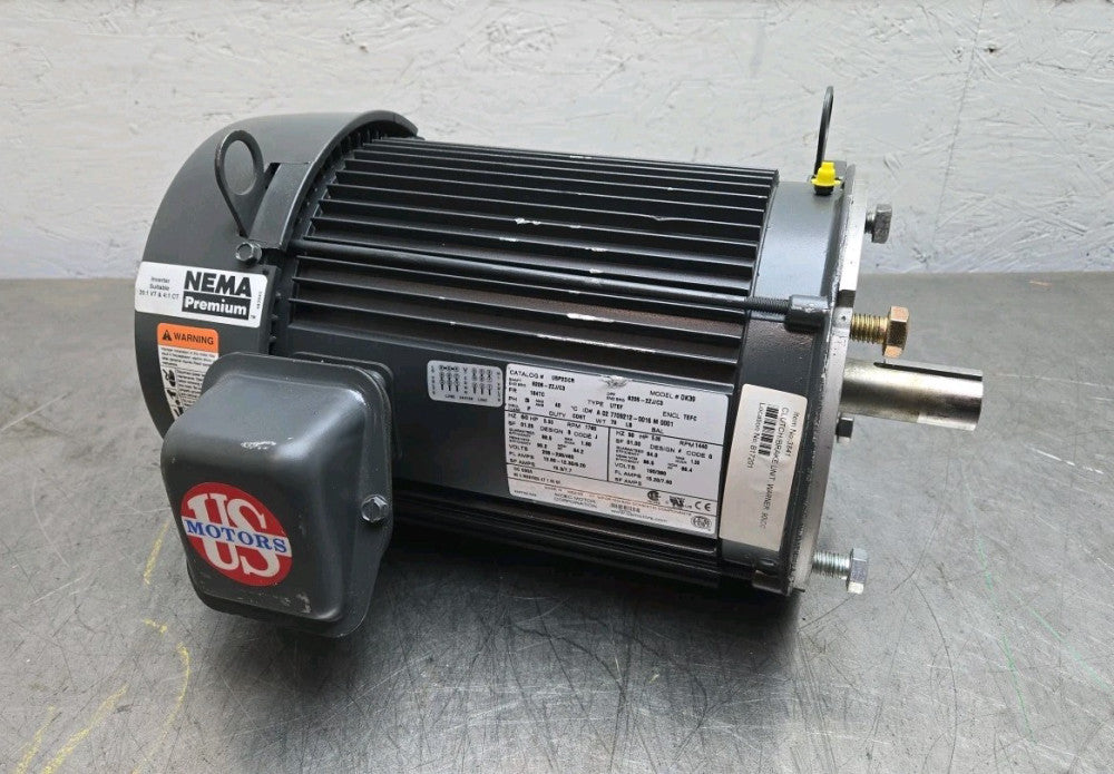 US Motors U5P2DCR 5 Hp AC Motor 1760 Rpm 3 Phase 208-230/460V Tefc  DK39 Used