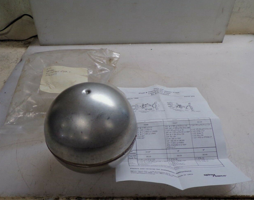 NEW SPIRAX SARCO 4" STAINLEES STEEL DIAMETER FLOAT KIT 58159