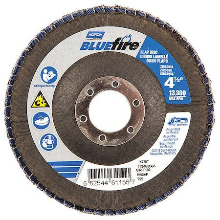 Norton Abrasives 66254461155 Flap Disc,4 1/2 In X 36 Grit,7/8