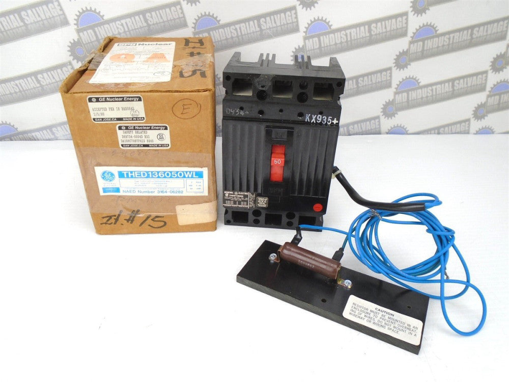 GE - THED136050WL - 50A - 3 Pole - 240-600 VAC - w/EXTERNAL RESISTOR 20k Ω 25W