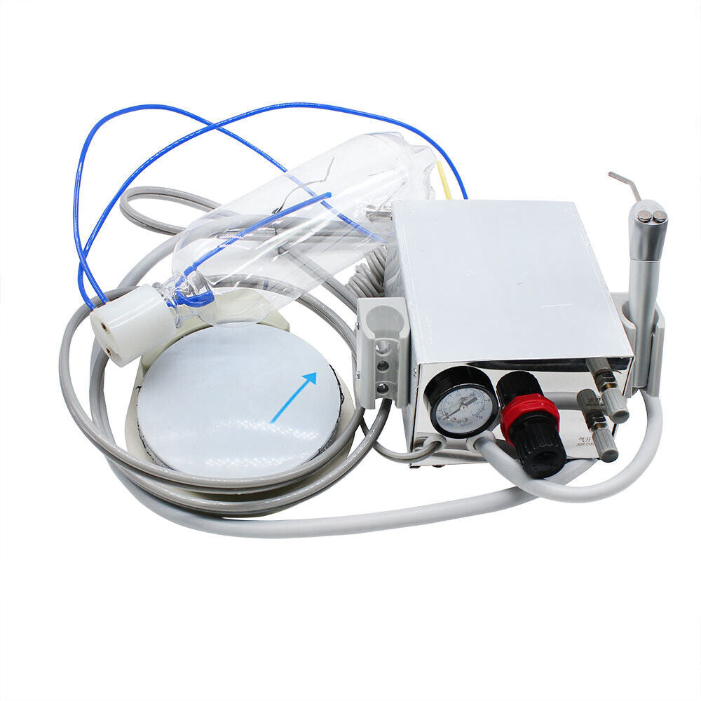 4 Holes Dental Turbine Unit Portable Handpiece Work Compressor w/ 3 Way Syringe