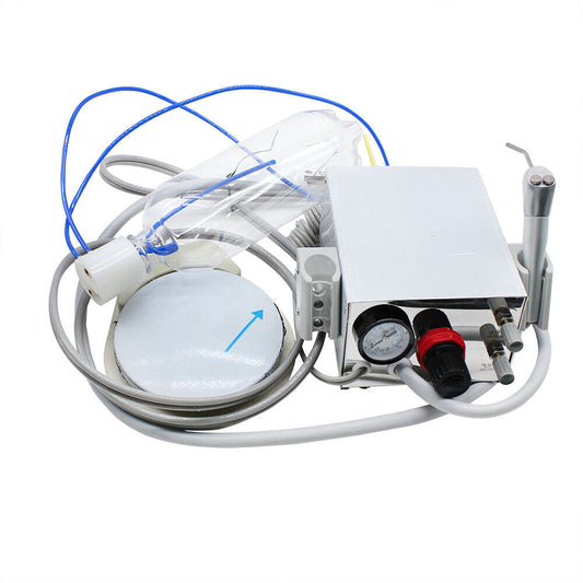 4 Holes Dental Turbine Unit Portable Handpiece Work Compressor w/ 3 Way Syringe