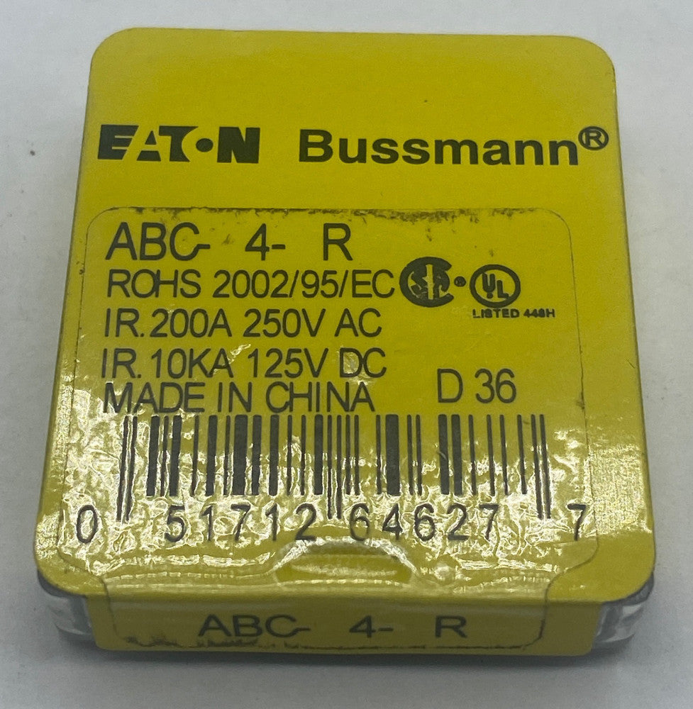 Bussmann ABC-4-R Ceramic Fuses, 250VAC 125VDC 4Amp Lot of 5