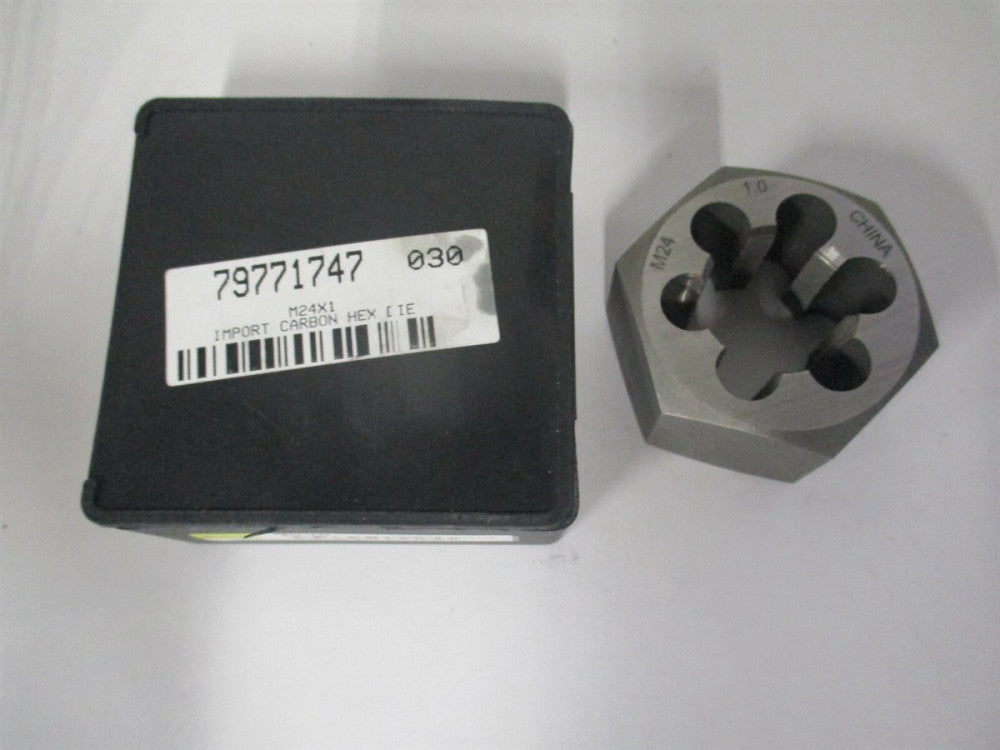 (364-0240) M24x1.00 1-13/16" x 1" Carbon Steel RH Thread Hex Rethreading Die 