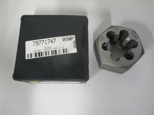 (364-0240) M24x1.00 1-13/16" x 1" Carbon Steel RH Thread Hex Rethreading Die 