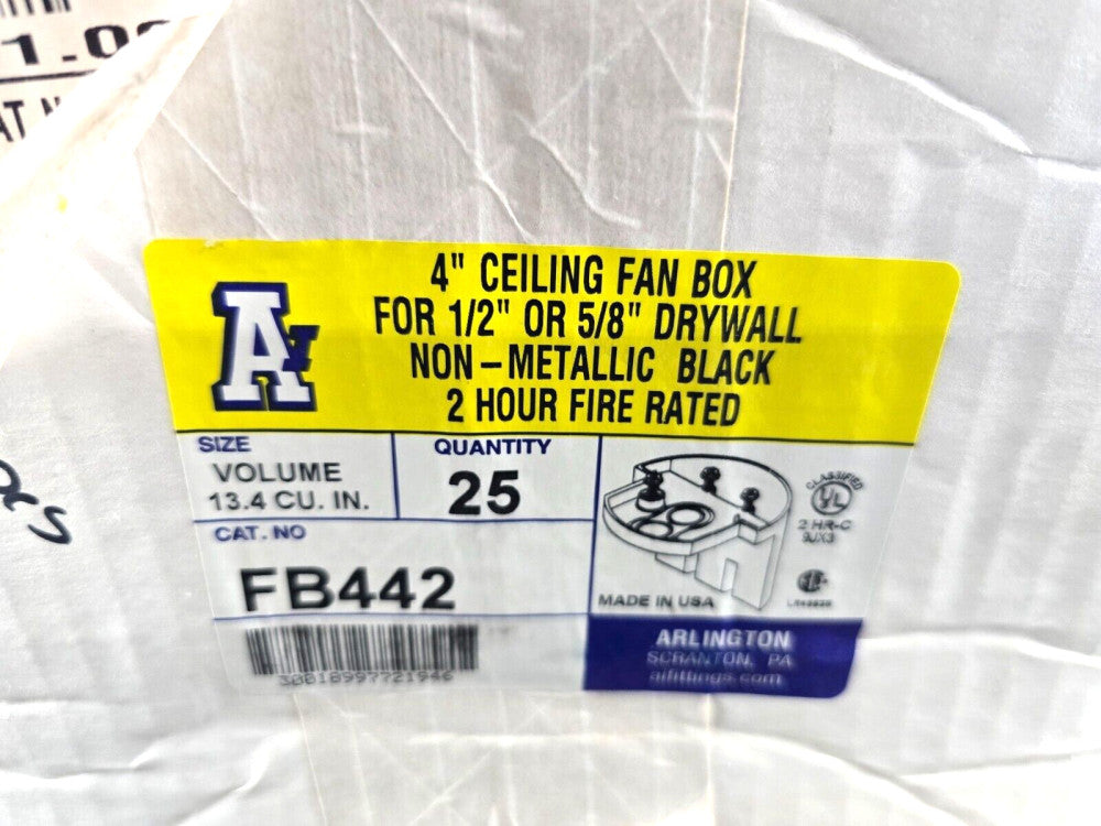 Lot 21pcs Arlington 4" Ceiling Fan Box FB442 1/2 and 5/8" Drywall