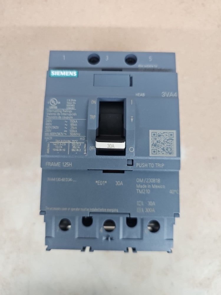 1) NEW TAKE OUT Siemens 3VA4130-6ED34-0AA0 3p 30a 65k Circuit Breaker