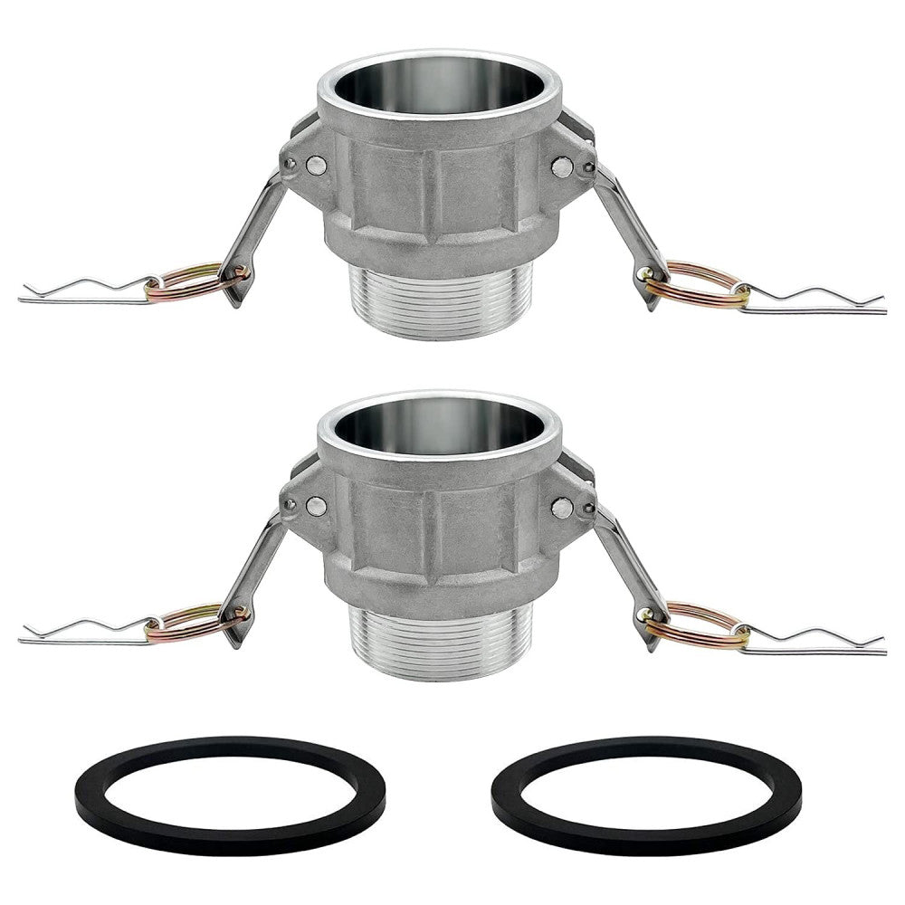 2 PCS Type B Aluminum Global Type B Cam and Groove Hose Fitting,2" Plug x2" N...